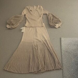 Ulla Johnson Beige knit A-line skirt size s.  Beige knit matching top size L.
